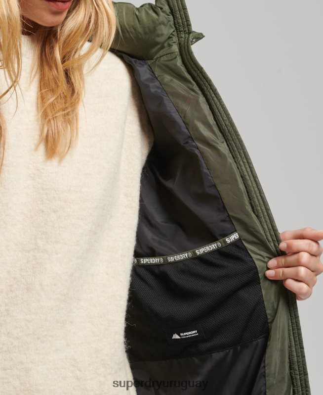 uy Superdry mujer abrigo largo con capucha de montaña fuji caqui DT2N8Z5671 ropa