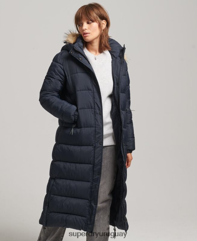 uy Superdry mujer abrigo largo con capucha y pelo artificial Armada DT2N8Z3662 ropa