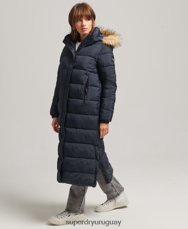 uy Superdry mujer abrigo largo con capucha y pelo artificial Armada DT2N8Z3662 ropa