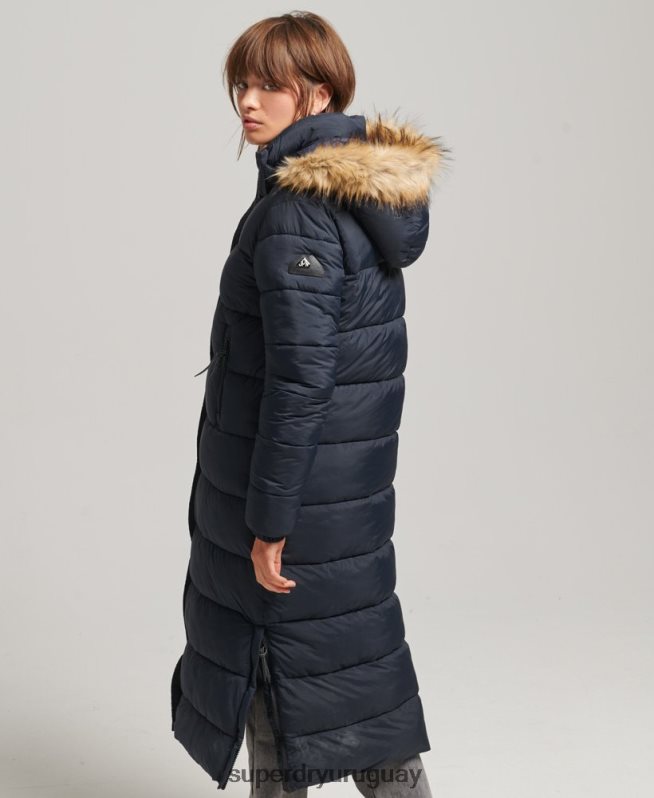 uy Superdry mujer abrigo largo con capucha y pelo artificial Armada DT2N8Z3662 ropa