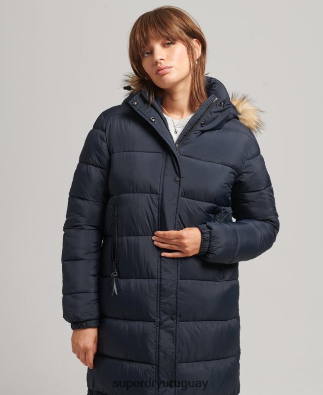 uy Superdry mujer abrigo largo con capucha y pelo artificial Armada DT2N8Z3662 ropa