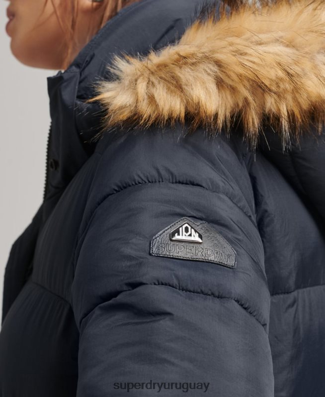 uy Superdry mujer abrigo largo con capucha y pelo artificial Armada DT2N8Z3662 ropa