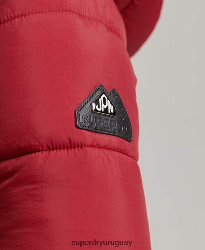 uy Superdry mujer abrigo largo con capucha y pelo artificial rojo DT2N8Z3661 ropa