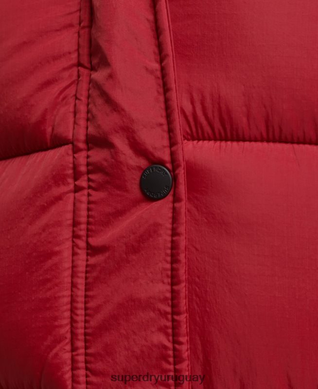 uy Superdry mujer abrigo largo con capucha y pelo artificial rojo DT2N8Z3661 ropa