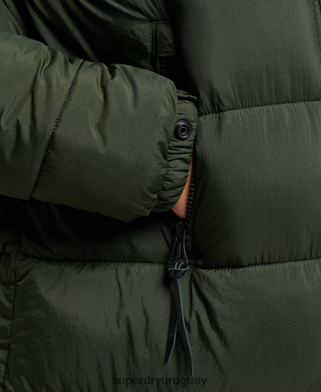 uy Superdry mujer abrigo largo con capucha y pelo artificial verde DT2N8Z3626 ropa