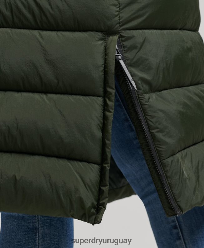 uy Superdry mujer abrigo largo con capucha y pelo artificial verde DT2N8Z3626 ropa