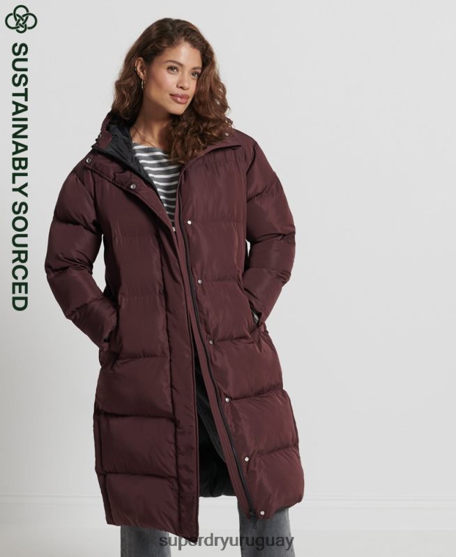 uy Superdry mujer abrigo largo de edredón rojo DT2N8Z3707 ropa