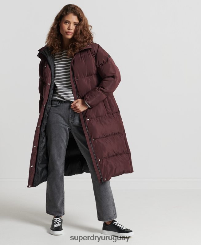 uy Superdry mujer abrigo largo de edredón rojo DT2N8Z3707 ropa