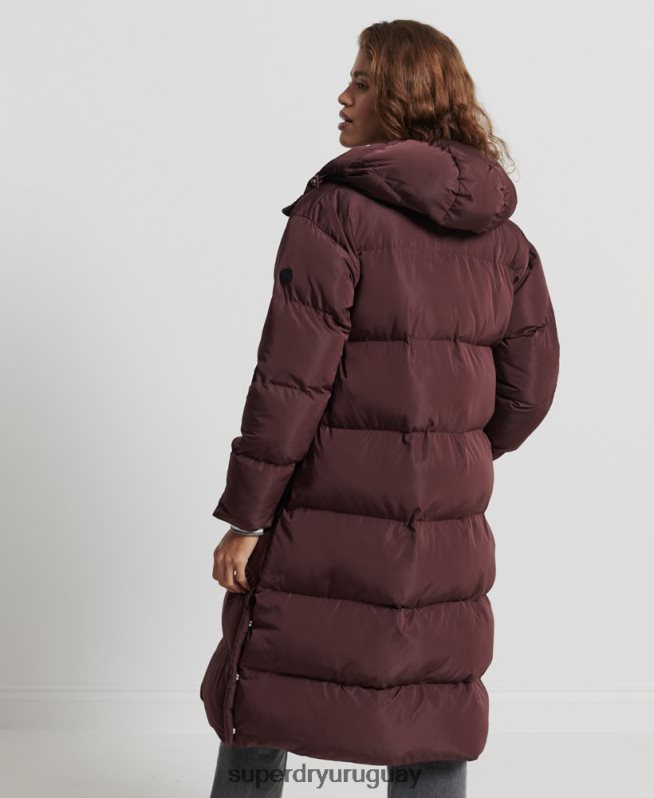 uy Superdry mujer abrigo largo de edredón rojo DT2N8Z3707 ropa