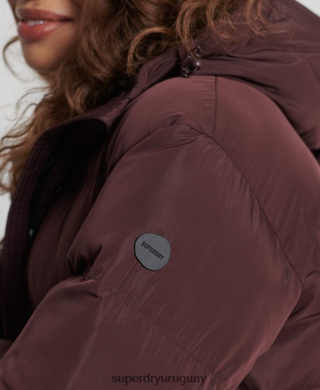 uy Superdry mujer abrigo largo de edredón rojo DT2N8Z3707 ropa