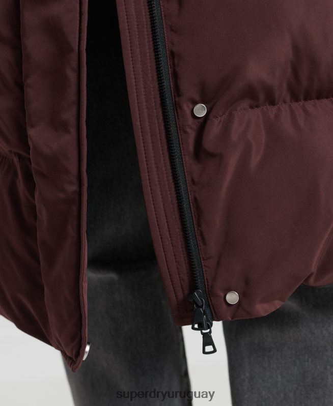 uy Superdry mujer abrigo largo de edredón rojo DT2N8Z3707 ropa