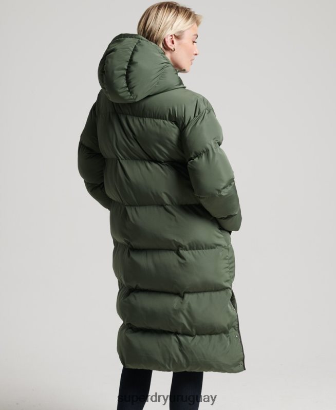 uy Superdry mujer abrigo largo de edredón verde DT2N8Z3828 ropa
