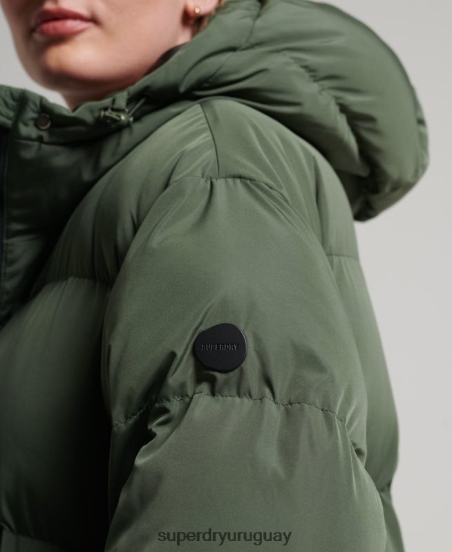 uy Superdry mujer abrigo largo de edredón verde DT2N8Z3828 ropa