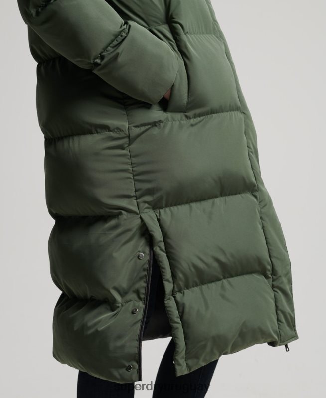 uy Superdry mujer abrigo largo de edredón verde DT2N8Z3828 ropa
