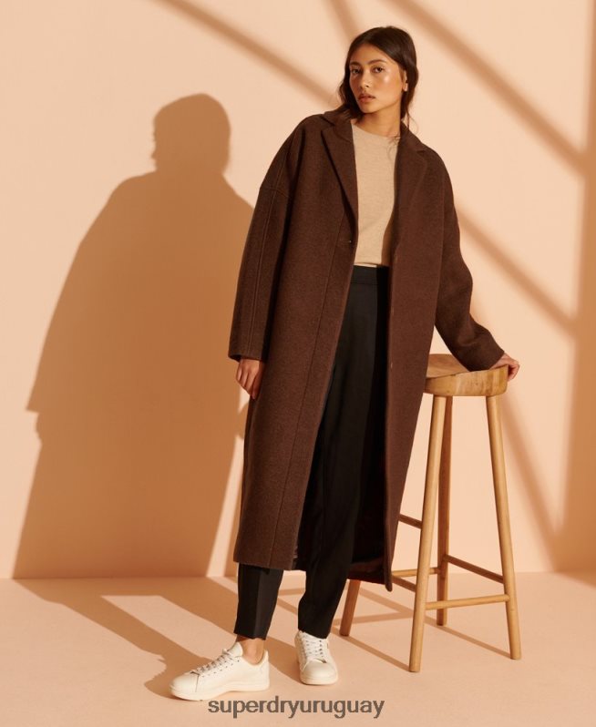 uy Superdry mujer abrigo largo de lana de edición limitada broncearse DT2N8Z5573 ropa