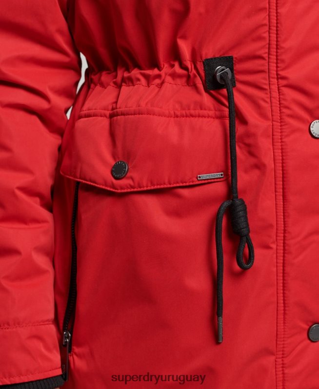 uy Superdry mujer abrigo parka de microfibra nadare rojo DT2N8Z5513 ropa