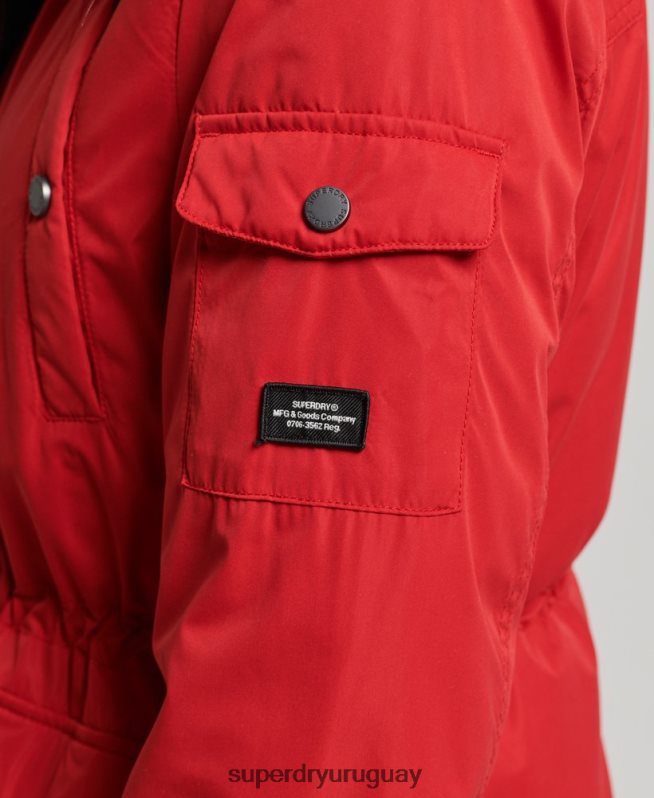 uy Superdry mujer abrigo parka de microfibra nadare rojo DT2N8Z5513 ropa