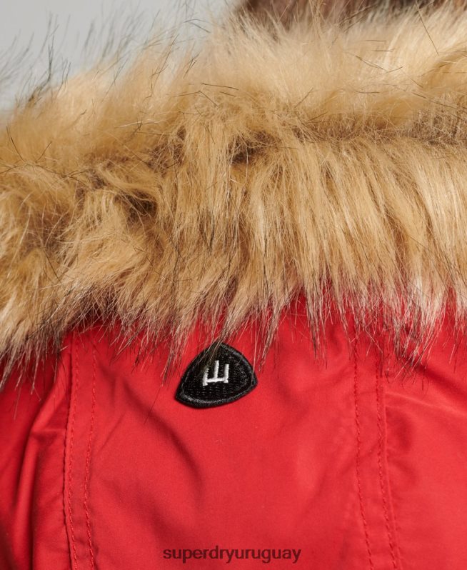 uy Superdry mujer abrigo parka de microfibra nadare rojo DT2N8Z5513 ropa