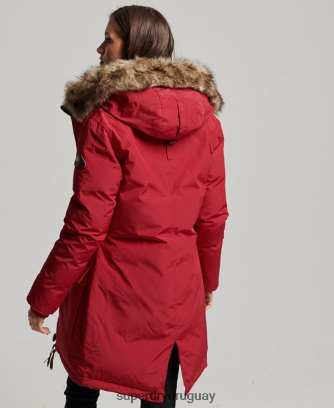 uy Superdry mujer abrigo tipo parka con capucha rojo DT2N8Z3776 ropa