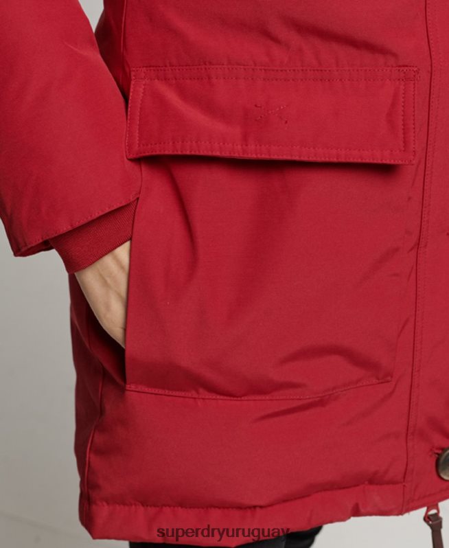 uy Superdry mujer abrigo tipo parka con capucha rojo DT2N8Z3776 ropa