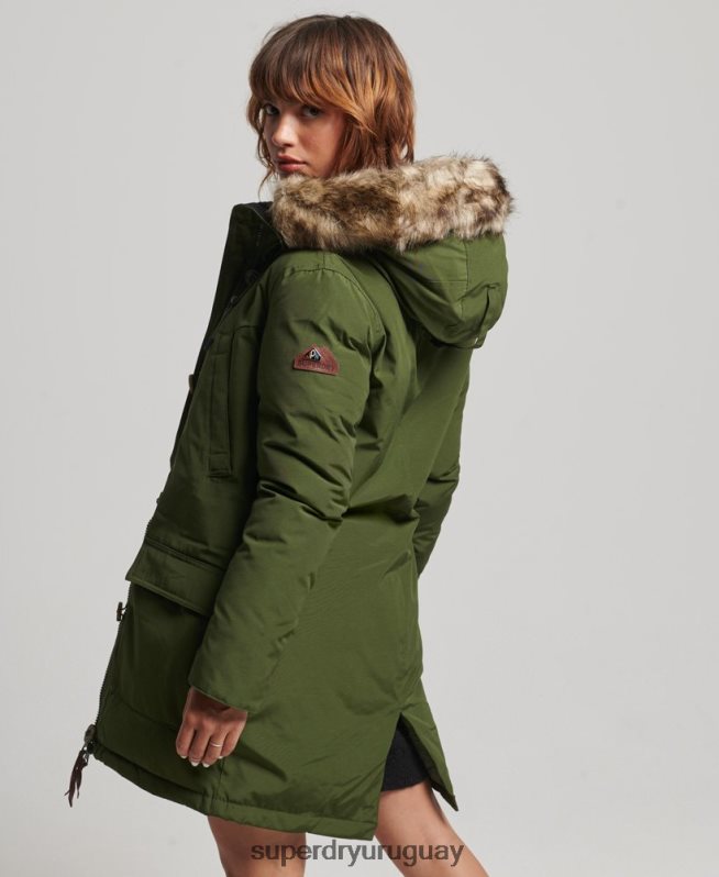 uy Superdry mujer abrigo tipo parka con capucha verde DT2N8Z3775 ropa