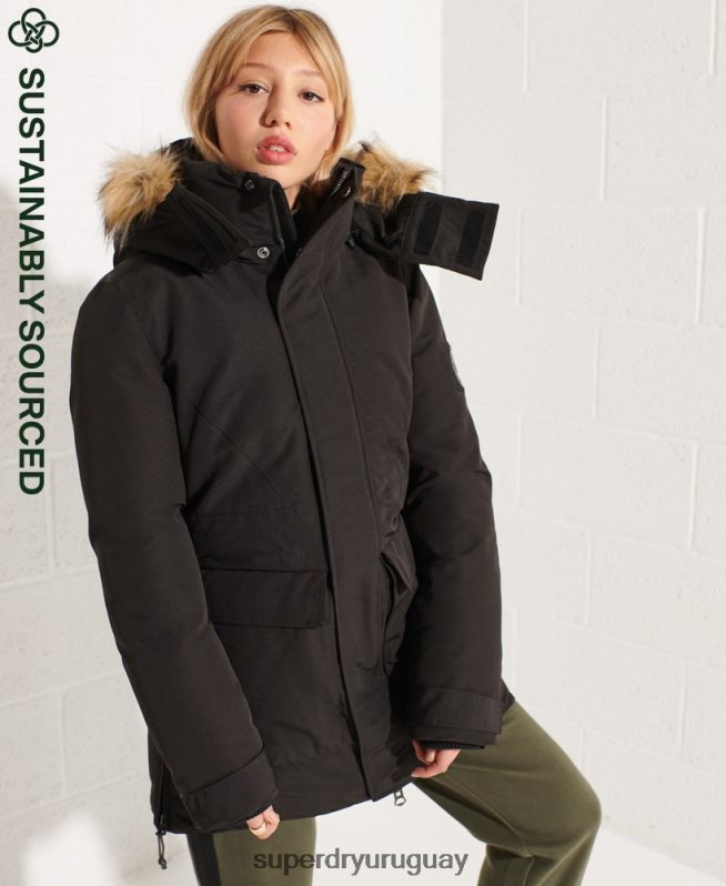 uy Superdry mujer chamarra parka código everest negro DT2N8Z5537 ropa