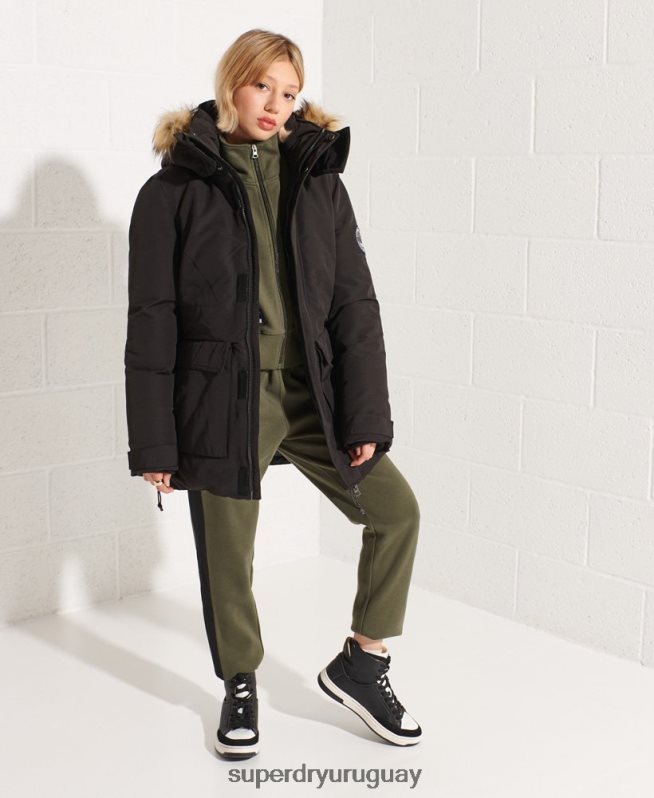 uy Superdry mujer chamarra parka código everest negro DT2N8Z5537 ropa