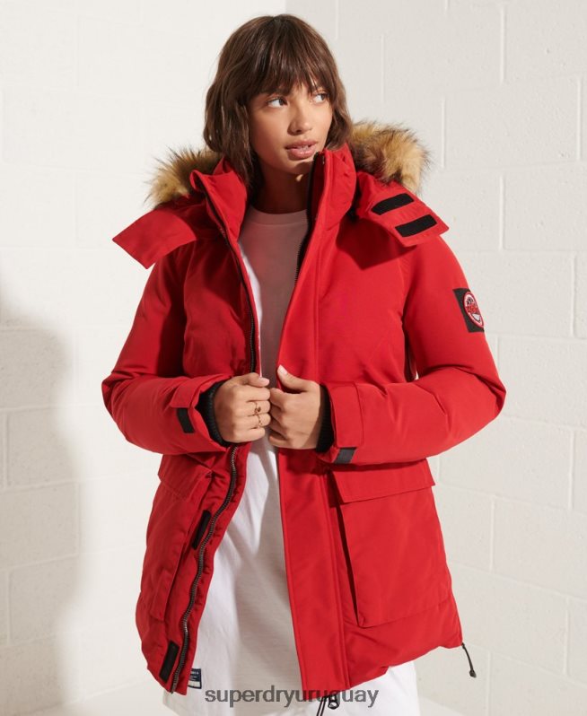 uy Superdry mujer chamarra parka código everest rojo DT2N8Z5589 ropa
