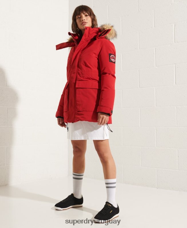 uy Superdry mujer chamarra parka código everest rojo DT2N8Z5589 ropa