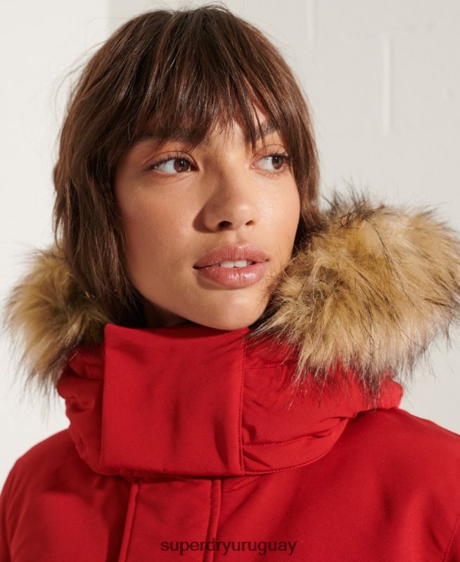 uy Superdry mujer chamarra parka código everest rojo DT2N8Z5589 ropa
