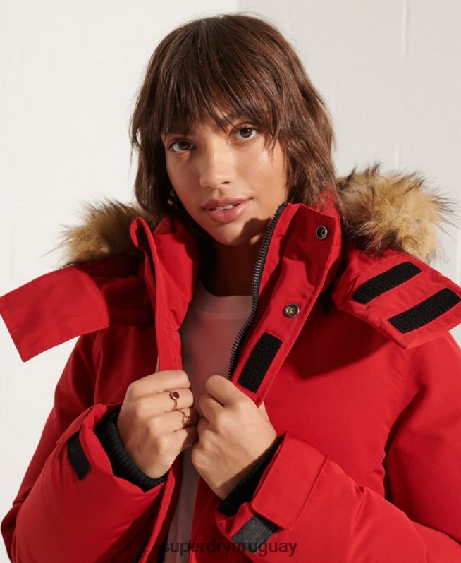 uy Superdry mujer chamarra parka código everest rojo DT2N8Z5589 ropa