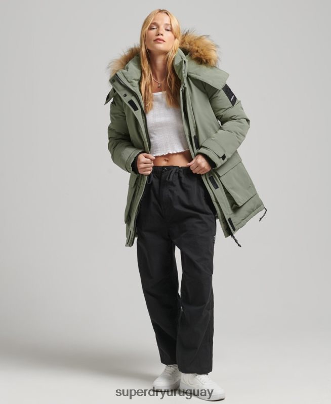 uy Superdry mujer chamarra xpd everest caqui DT2N8Z3655 ropa