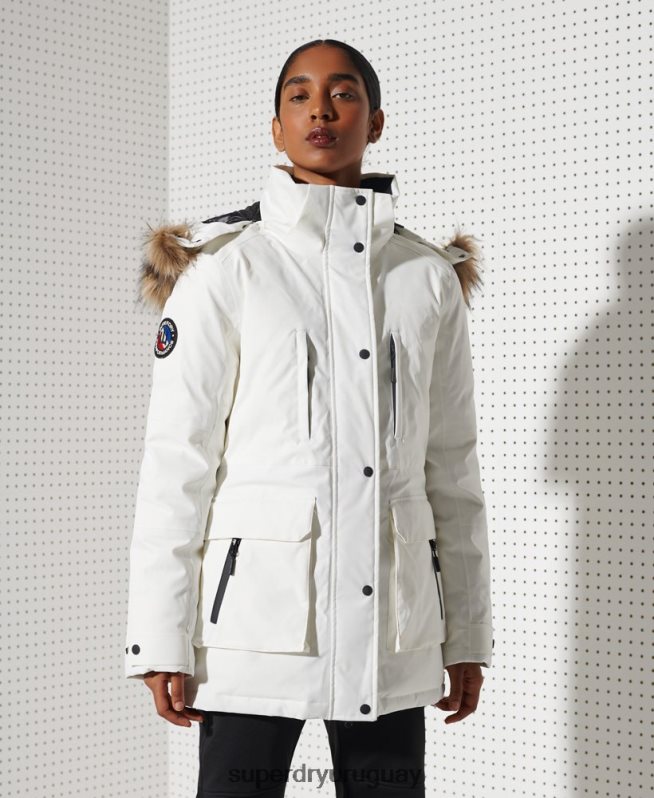 uy Superdry mujer parka con plumón everest para la nieve blanco DT2N8Z5487 ropa