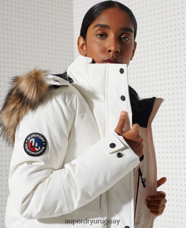 uy Superdry mujer parka con plumón everest para la nieve blanco DT2N8Z5487 ropa
