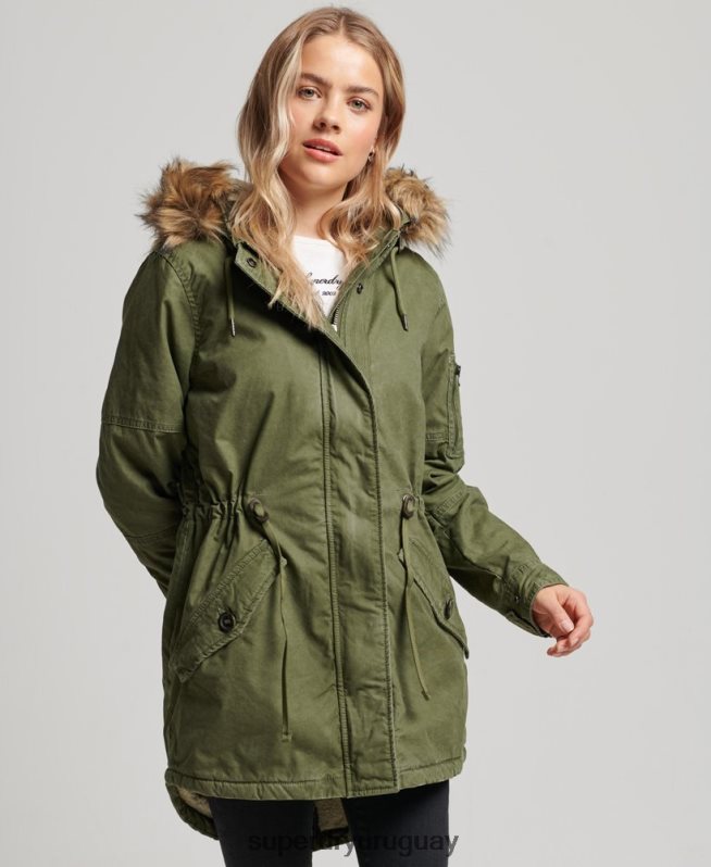 uy Superdry mujer parka de campo verde DT2N8Z5538 ropa