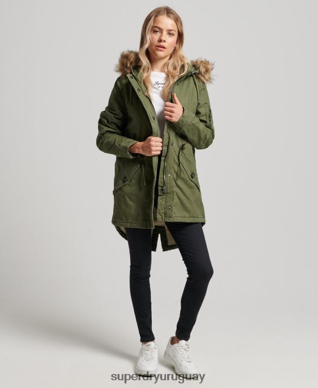 uy Superdry mujer parka de campo verde DT2N8Z5538 ropa