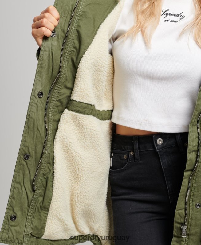 uy Superdry mujer parka de campo verde DT2N8Z5538 ropa