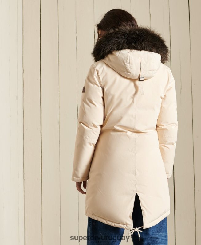 uy Superdry mujer parka de plumón de rookie crema DT2N8Z5474 ropa