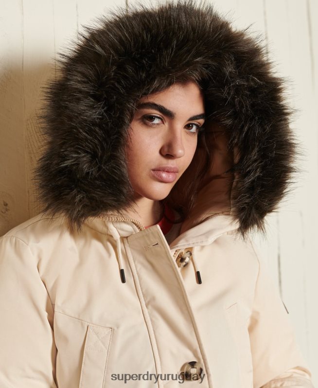 uy Superdry mujer parka de plumón de rookie crema DT2N8Z5474 ropa