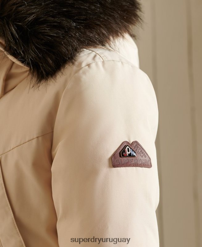 uy Superdry mujer parka de plumón de rookie crema DT2N8Z5474 ropa
