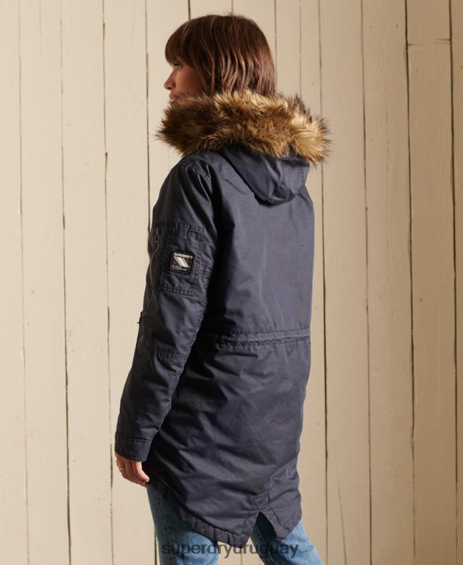 uy Superdry mujer parka estilo militar con cola de pez azul DT2N8Z5515 ropa