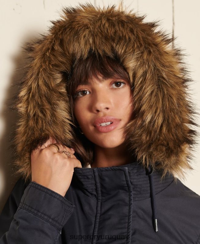 uy Superdry mujer parka estilo militar con cola de pez azul DT2N8Z5515 ropa