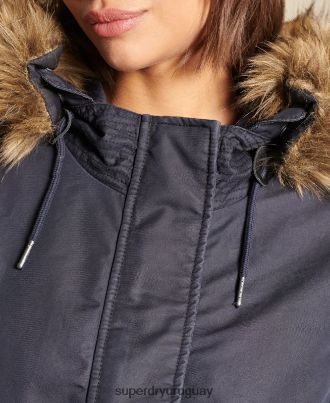 uy Superdry mujer parka estilo militar con cola de pez azul DT2N8Z5515 ropa