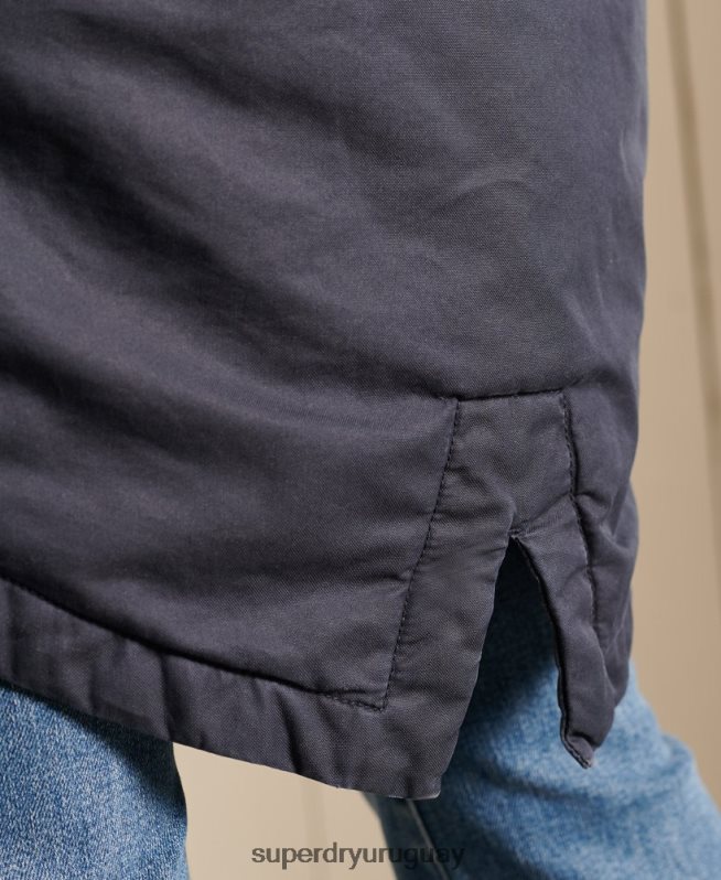 uy Superdry mujer parka estilo militar con cola de pez azul DT2N8Z5515 ropa