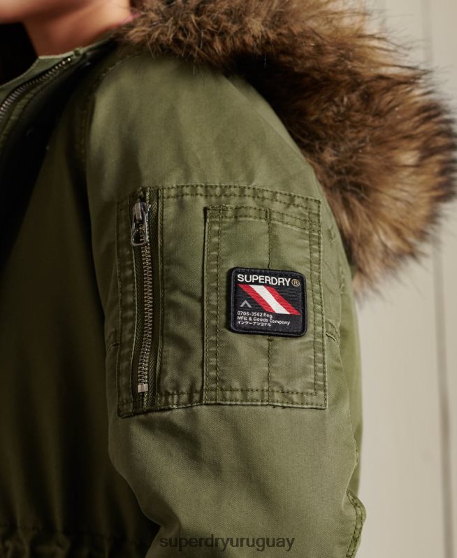 uy Superdry mujer parka estilo militar con cola de pez caqui DT2N8Z5568 ropa