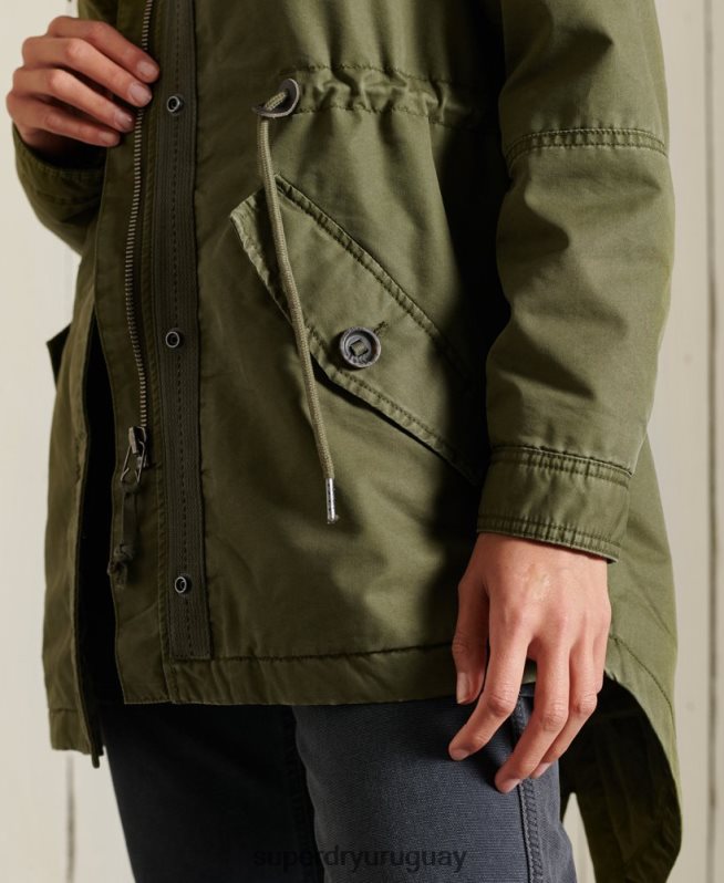 uy Superdry mujer parka estilo militar con cola de pez caqui DT2N8Z5568 ropa