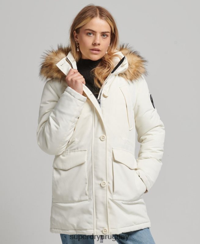 uy Superdry mujer parka everest blanco DT2N8Z3604 ropa