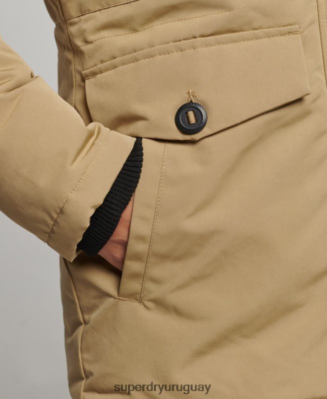 uy Superdry mujer parka everest de piel sintética con capucha marrón DT2N8Z3774 ropa