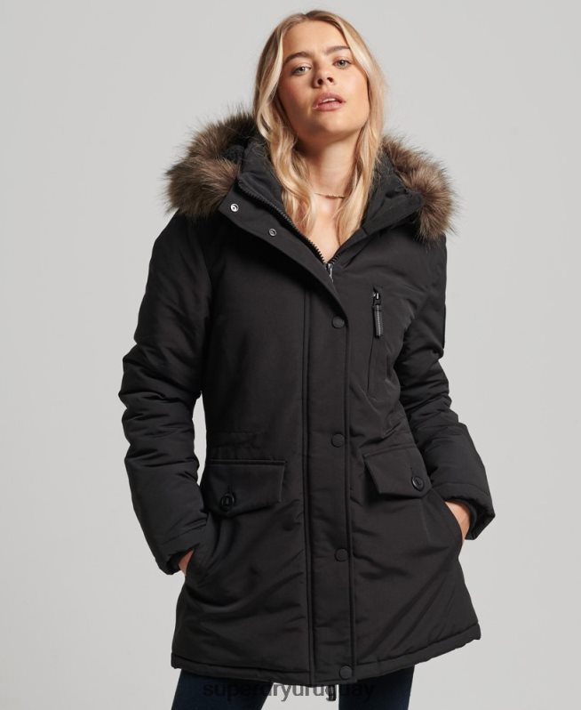 uy Superdry mujer parka everest de piel sintética con capucha negro DT2N8Z3762 ropa