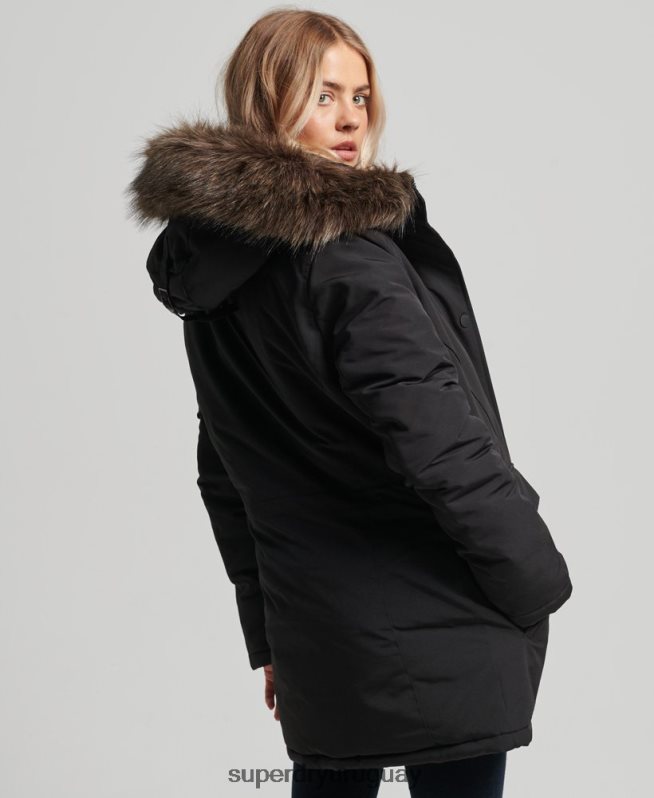 uy Superdry mujer parka everest de piel sintética con capucha negro DT2N8Z3762 ropa